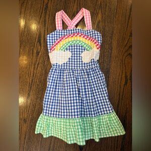 Boden Gingham Rainbow Appliqué Sundress 4-5Y